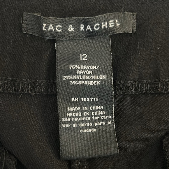 Zac & Rachel Black Pull On Classic Business Career Minimalist Pants Size 12 - Picture 6 of 6